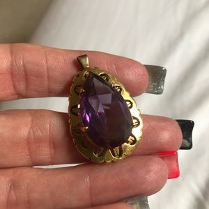 Custom Made Amethyst Pendant  set an 18 karat gold